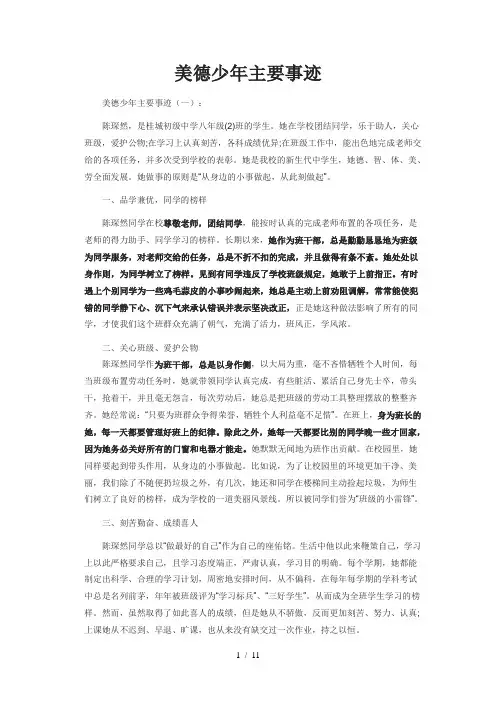 美德少年主要事迹