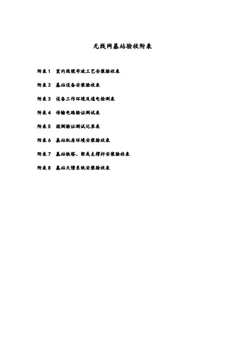 无线网基站新建项目单 基站验收表格(最终版)
