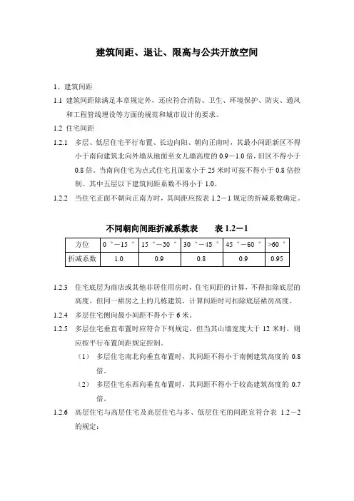 _建筑间距、退让、限高与公共开放空