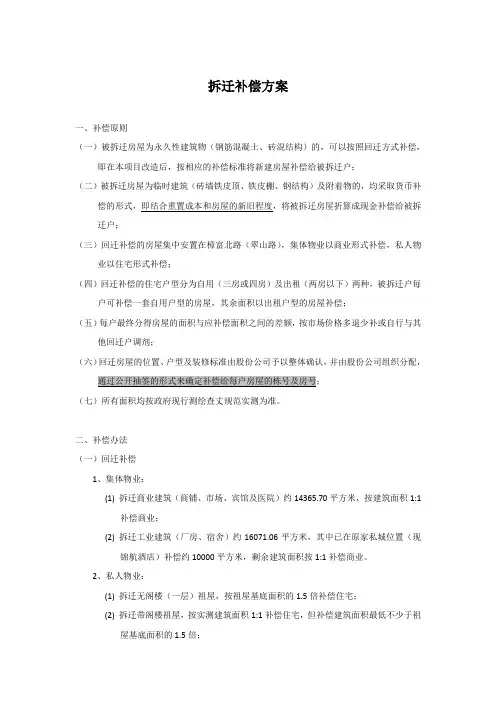 政府拆迁补偿方案