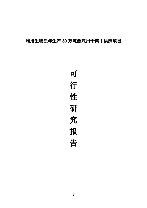 利用生物质年生产50万吨蒸汽用于集中供热项目可行性报告
