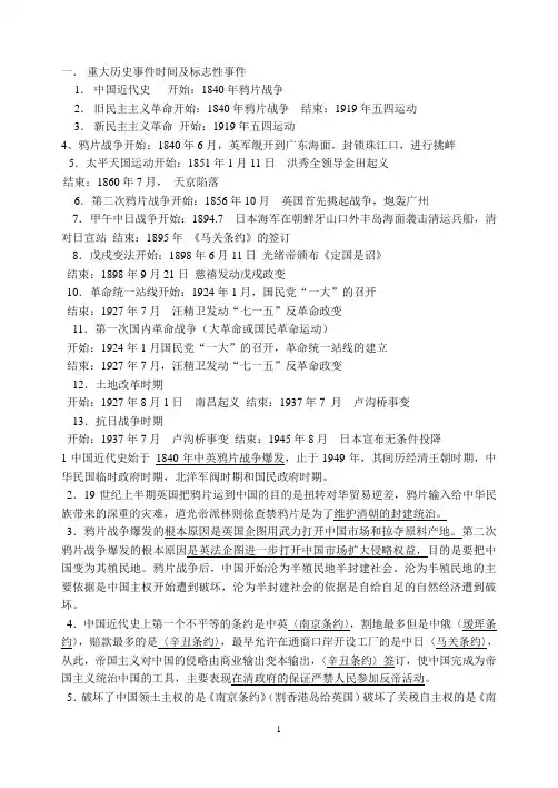 重大历史事件时间及标志性事件
