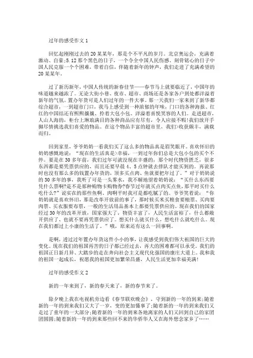 精选最新2021过年的感受作文范文精选五篇