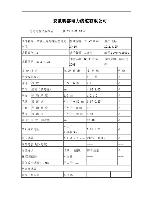 电力电缆检验报告 4