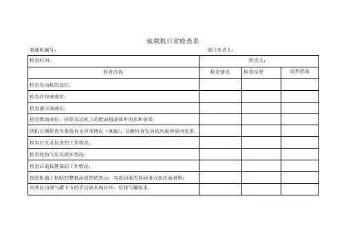 装载机日常检查记录