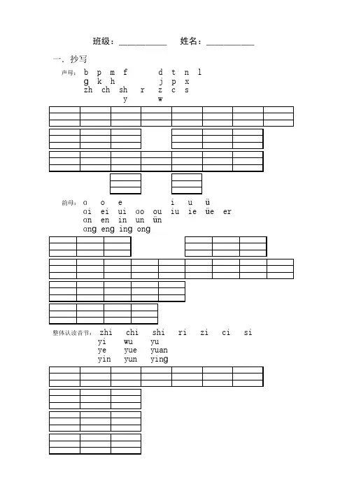 声母韵母整体认读音节练习 2