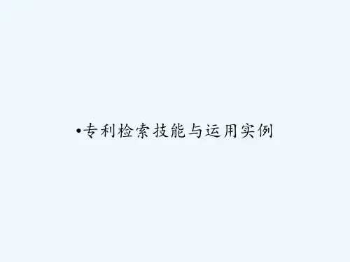 专利检索技能与运用实例 PPT