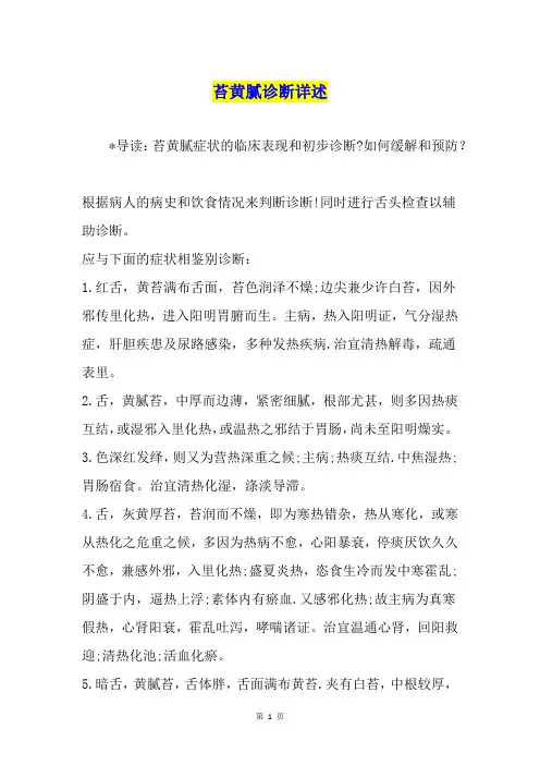 苔黄腻诊断详述