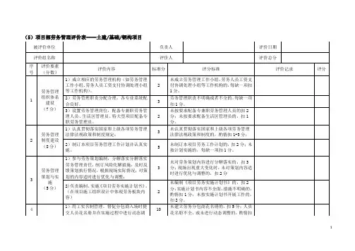 项目部劳务管理评价表