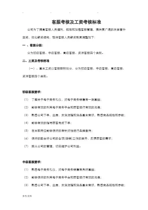 客服考核及工资考核标准