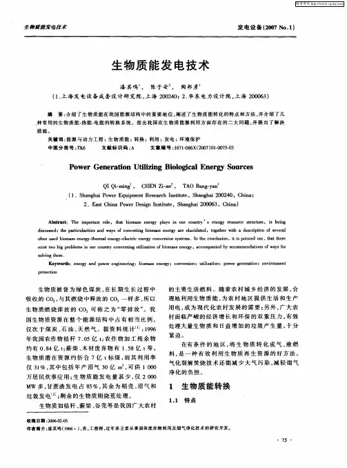 生物质能发电技术