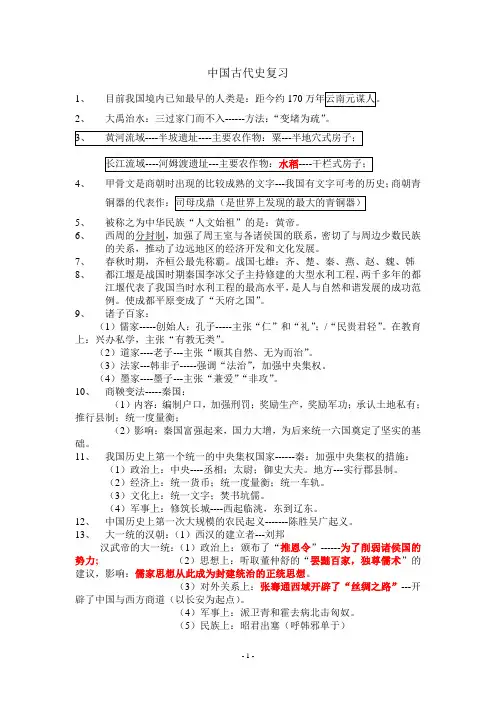中国古代史复习