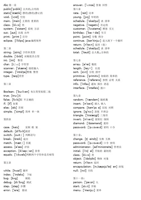 Java 关键字速查表