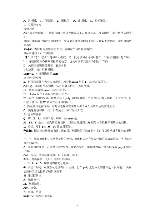 3D快捷键