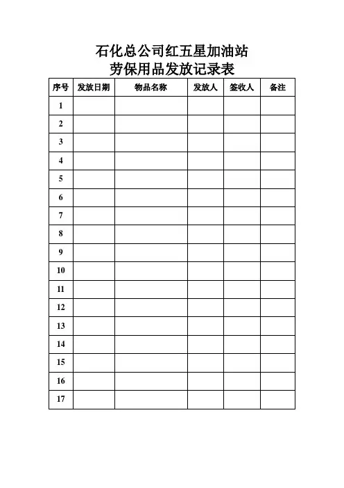劳保用品发放记录表