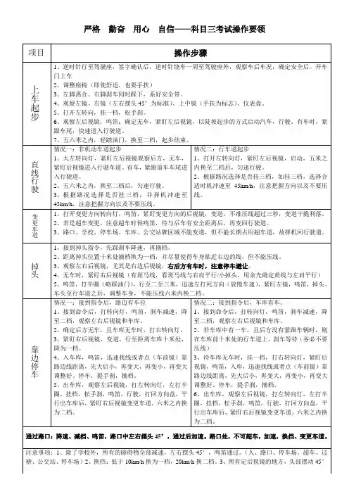 驾照考试科目三通过法宝——自己整理,盗版必究