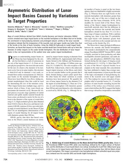 Asymmetric Distribution of Lunar Impact Basins Caused by Variations in Target Properties