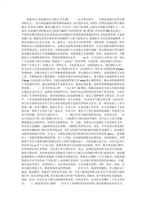 农业银行实习报告(共6篇)