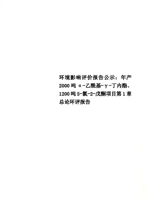 环境影响评价报告公示：年产2000吨α-乙酰基-γ-丁内酯、1200吨5-氯-2-戊酮项目第1章 总论环评报告