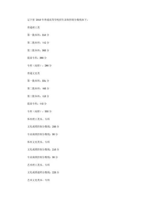 辽宁近三年高考分数线