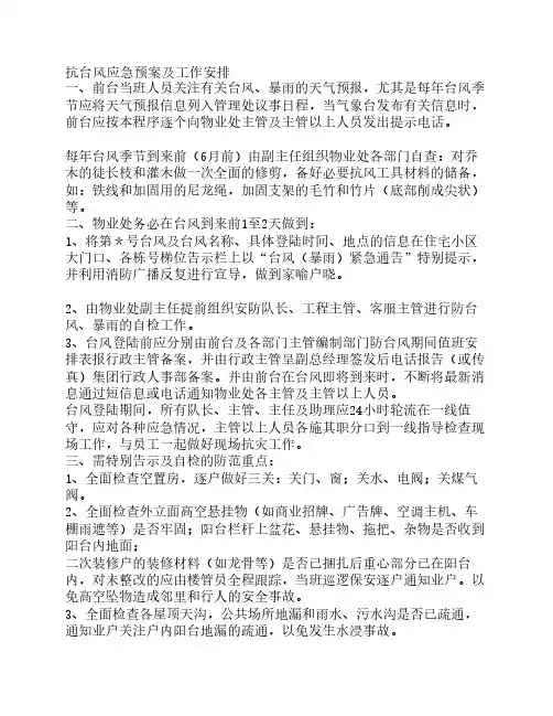 抗台风应急预案及工作安排