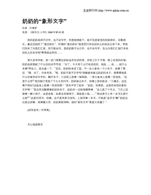 奶奶的“象形文字”