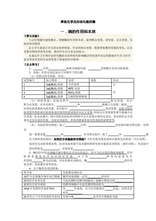 降低化学反应活化能的酶