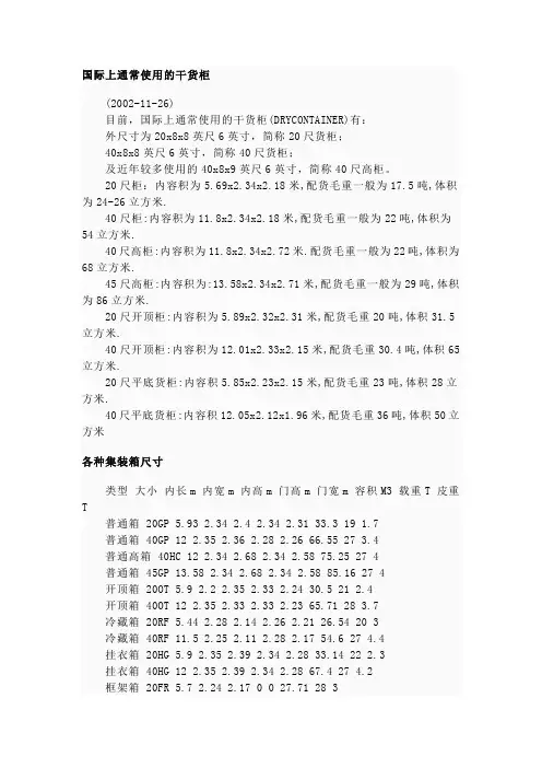 国际货柜尺寸