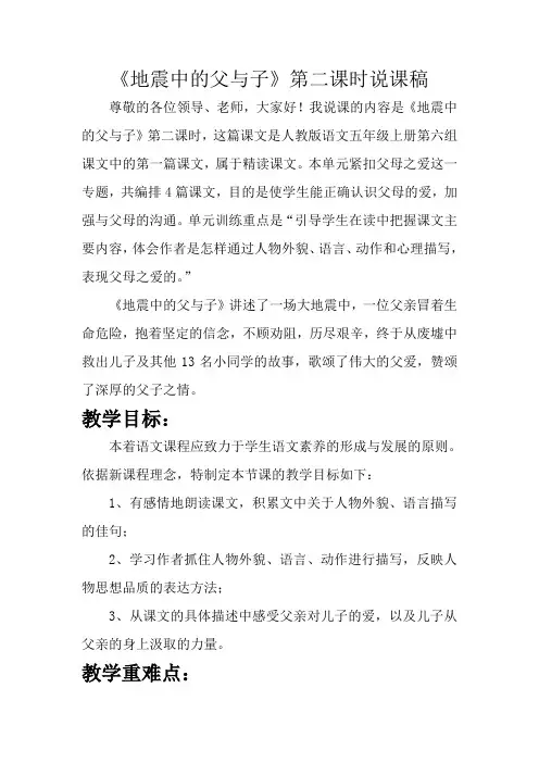 地震中的父与子说课稿