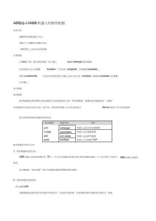机器人的程序数据