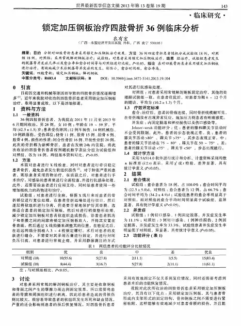 锁定加压钢板治疗四肢骨折36例临床分析