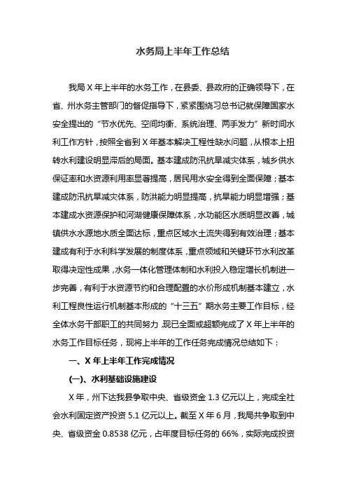 水务局上半年工作总结
