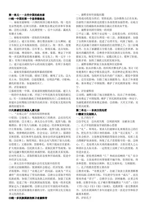 历史选修4复习提纲[人教版][教案]