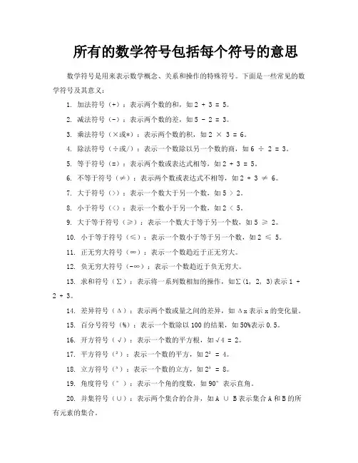 所有的数学符号包括每个符号的意思
