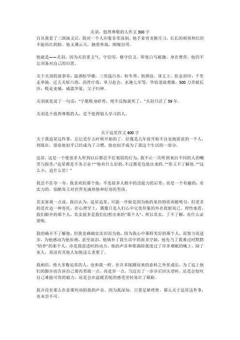 关于追星作文600字