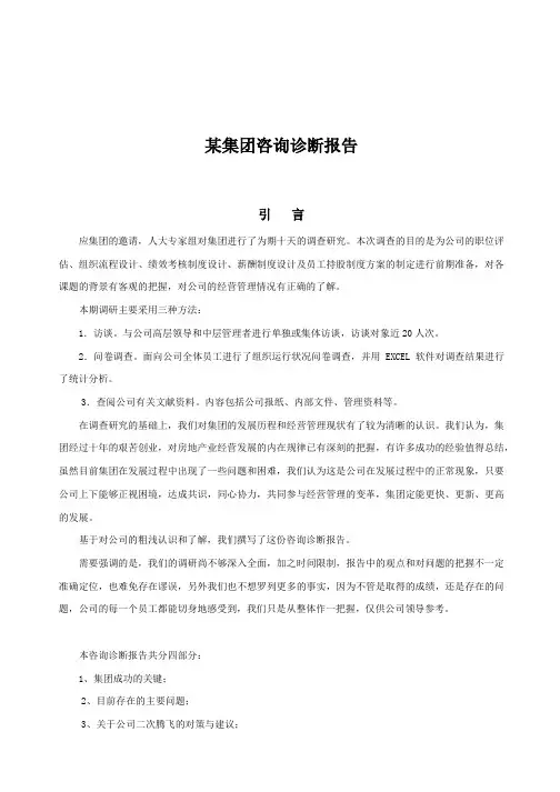 某集团咨询报告诊断分析