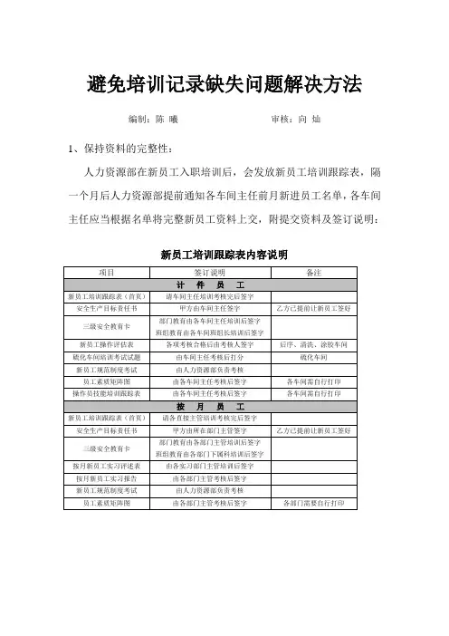 避免培训记录缺失的解决方法