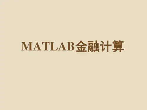 MATLAB金融计算