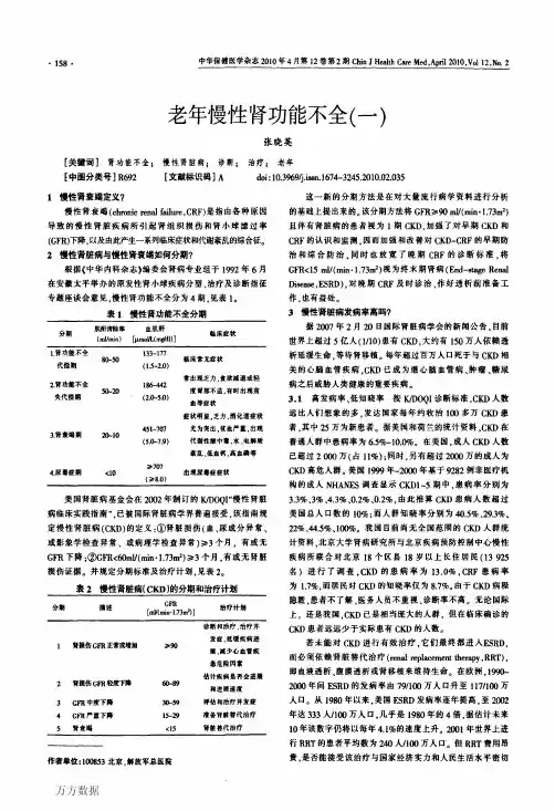 老年慢性肾功能不全(一)