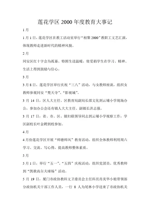 1998年莲花学区教育大事记 - 厦门市同安区莲花中心小学