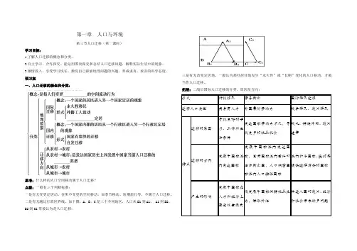 高一地理湘教版必修2导学案：1.3 人口迁移
