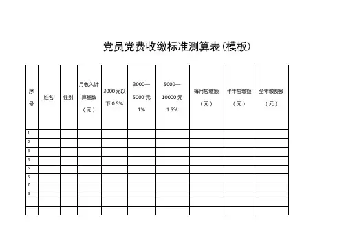 党员党费收缴标准测算表(模板)