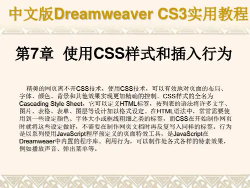 《中文版Dreamweaver CS3网页制作实用教程》课件第7章