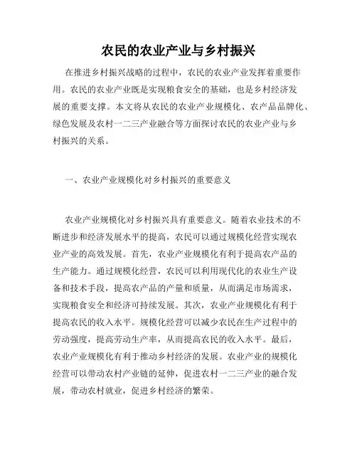 农民的农业产业与乡村振兴