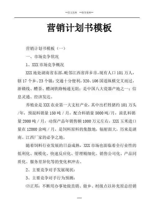 营销计划书模板