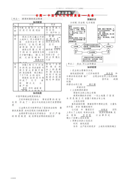 高考历史总复习 专题一 中国古代文明的奠基——先秦学案