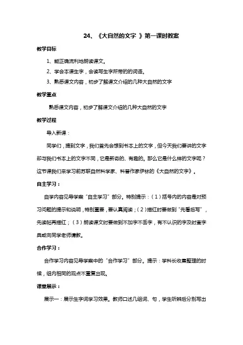 24.大自然的文字第一、二课时教案