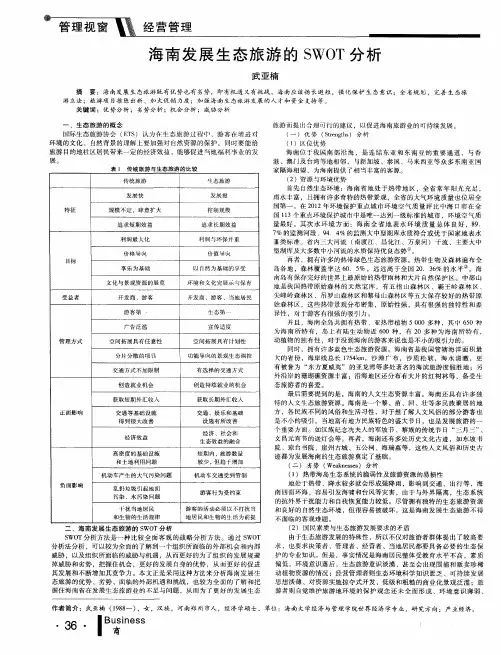 海南发展生态旅游的SWOT分析