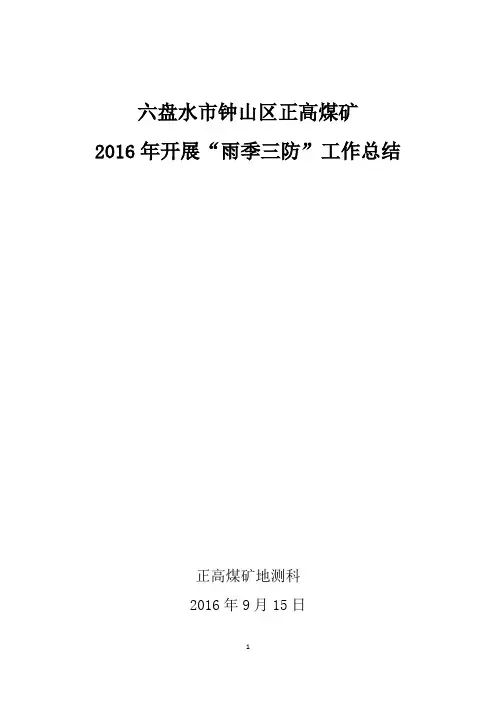 正高煤矿雨季三防工作总结