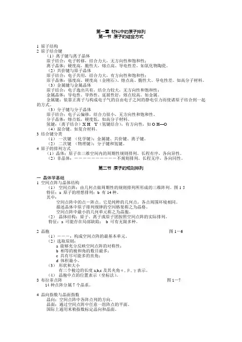 材料中的原子排列
